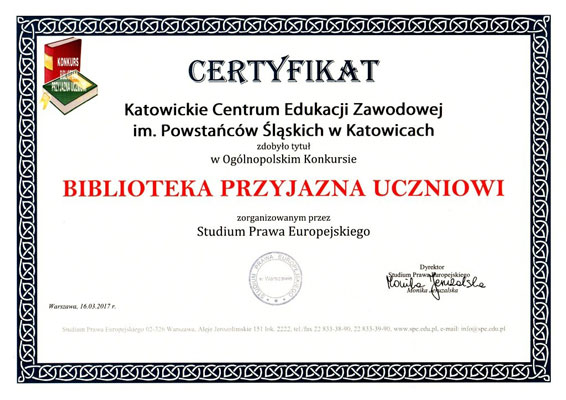 Zdobyliśmy tytuł "Biblioteka przyjazna uczniowi"