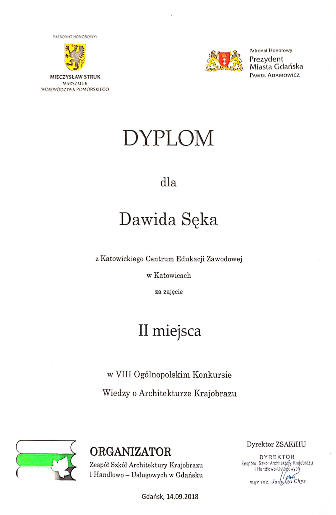 Konkurs wiedzy o architekturze krajobrazu