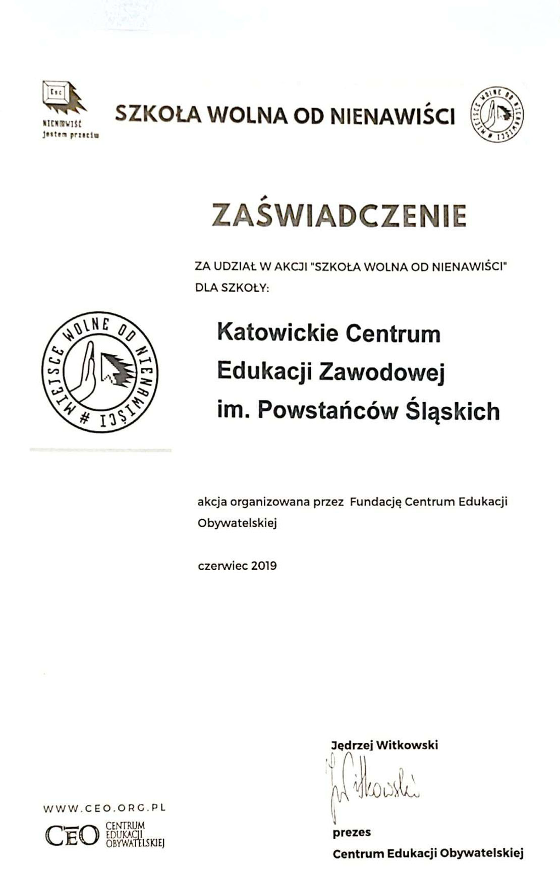 Szkoła wolna od nienawiści
