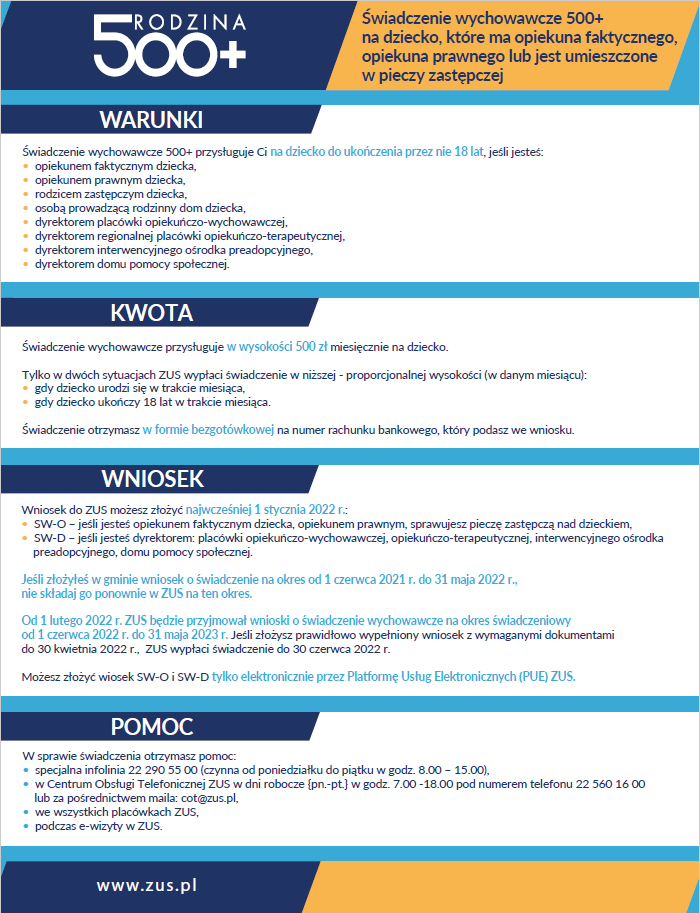 swiadczenie wychowawcze 500+ dla opiekuna prawnego