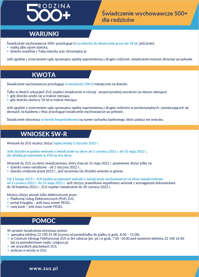 swiadczenie wychowawcze 500+ dla rodzicow
