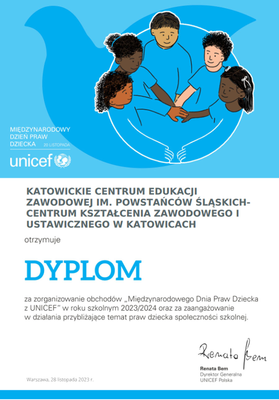 Dyplom dla Internatu KCEZ–CKZiU