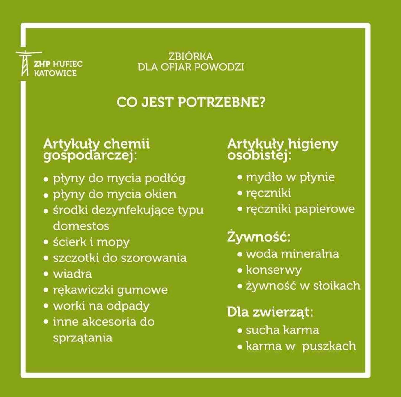 Zbiórka darów dla ofiar powodzi